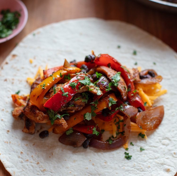 tortilla with fajita filling