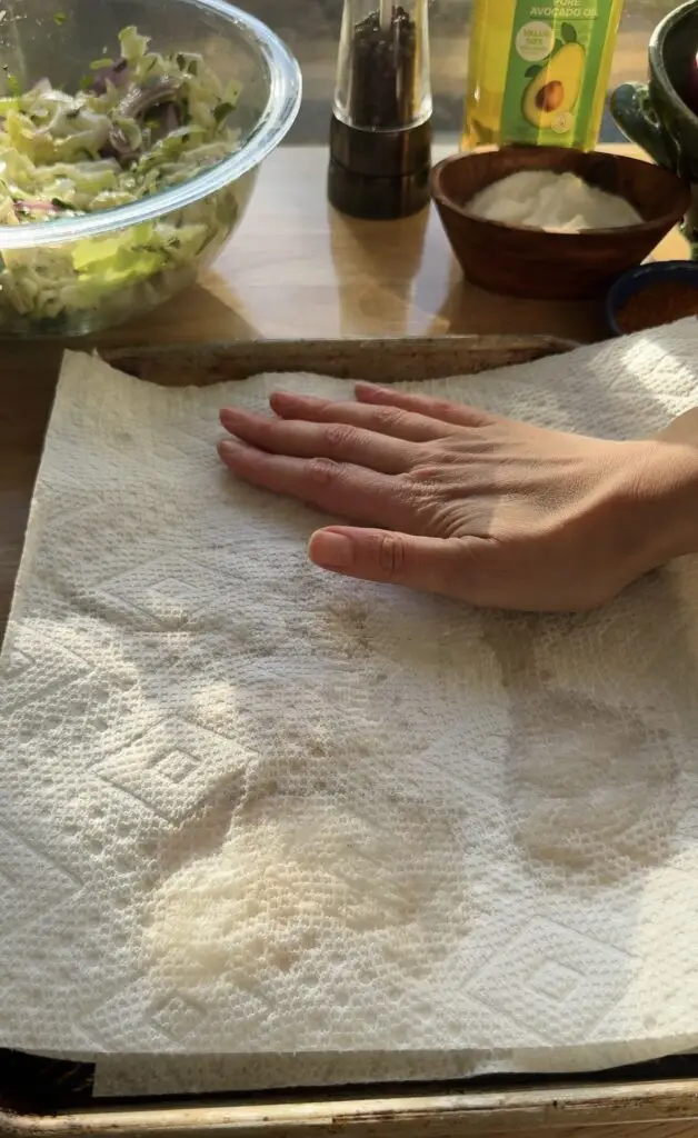 hand patting paper towel