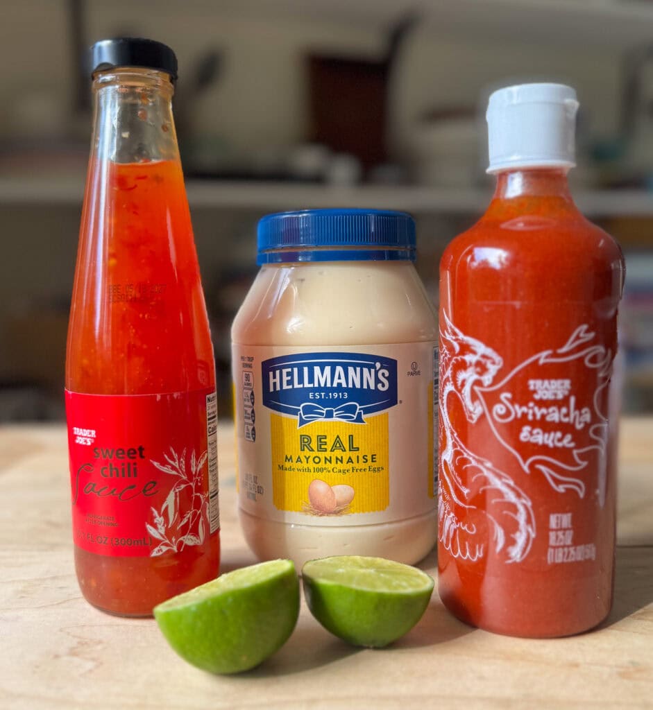 bang bang sauce ingredients with mayonnaise sweet chili sauce sriracha and lime