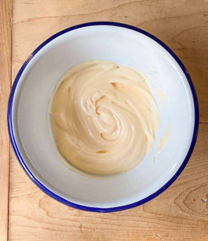 mayonnaise base for bang bang sauce in a bowl